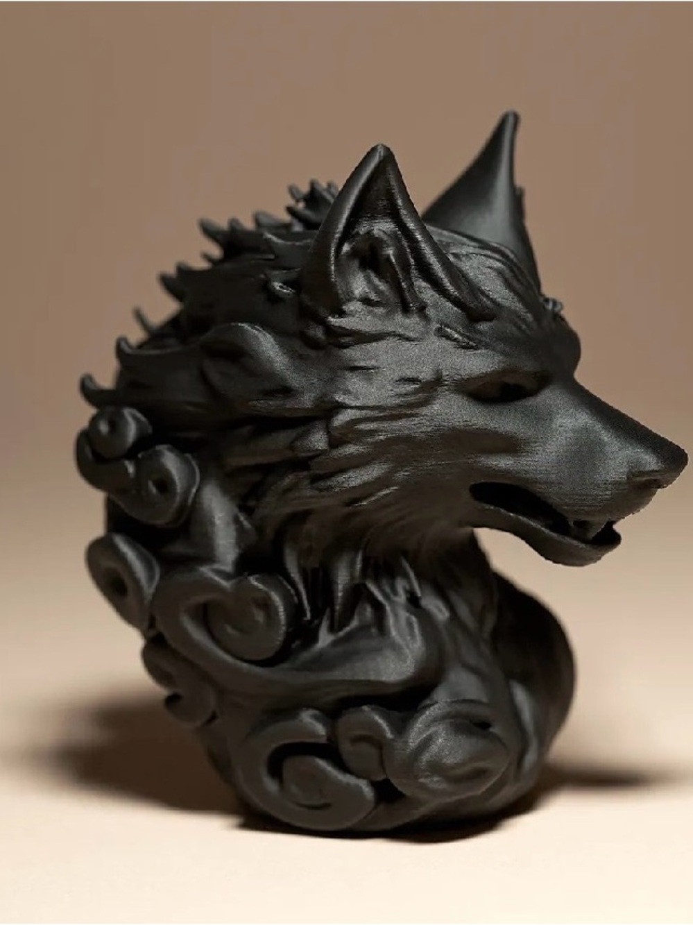 Black Wolf Sculpture Decorative Home Art